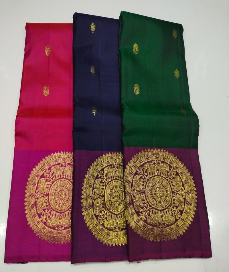 Traditional Kanchipuram Silk Sarees with Border Butta