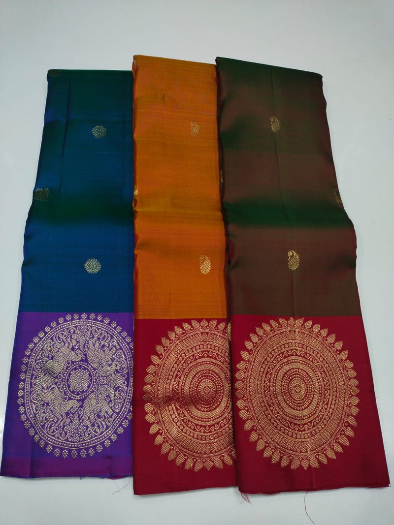 Traditional Kanchipuram Silk Sarees with Border Butta