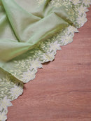 Organza Saree Embroidery Alfi Cutwork Scallop Border Sarees