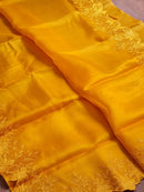 Organza Saree Embroidery Alfi Cutwork Scallop Border Sarees