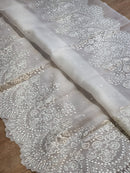 White Organza Saree with Embroidery Border