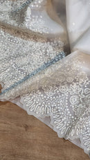 White Organza Saree with Embroidery Border