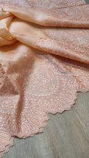 Peach Organza Saree with Embroidery Border