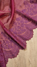 Purple Organza Saree with Embroidery Border