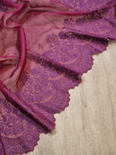 Purple Organza Saree with Embroidery Border