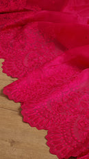Pink Organza Saree with Embroidery Border