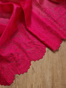 Pink Organza Saree with Embroidery Border