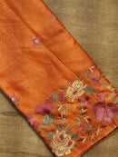 Pure Tussar Silk Embroidery Work Saree