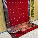 Maheshwari Silk Cotton Silver Zari Lotus Butta Sarees