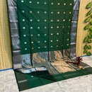 Maheshwari Silk Cotton Silver Zari Lotus Butta Sarees