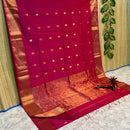 Maheshwari Silk Cotton Silver Zari Lotus Butta Sarees