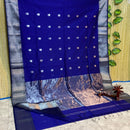 Maheshwari Silk Cotton Silver Zari Lotus Butta Sarees