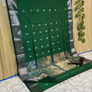 Maheshwari Silk Cotton Silver Zari Lotus Butta Sarees