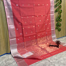 Maheshwari Silk Cotton Silver Zari Lotus Butta Sarees