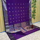 Maheshwari Silk Cotton Silver Zari Lotus Butta Sarees