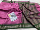 Pink Vidharbha Temple Border Pure Desi Tussar Silk Saree