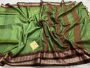 Green Vidharbha Temple Border Pure Desi Tussar Silk Saree