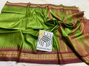 Green Vidharbha Temple Border Pure Desi Tussar Silk Saree