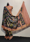 Kalamkari Printed Pure Tussar Silk Sarees