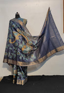 Kalamkari Printed Pure Tussar Silk Sarees