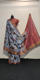Kalamkari Printed Pure Tussar Silk Sarees