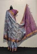 Kalamkari Printed Pure Tussar Silk Sarees