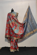 Kalamkari Printed Pure Tussar Silk Sarees