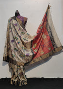 Kalamkari Printed Pure Tussar Silk Sarees