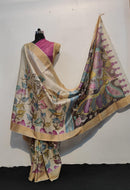 Kalamkari Printed Pure Tussar Silk Sarees