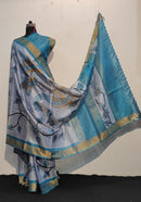 Kalamkari Printed Pure Tussar Silk Sarees