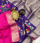 Purple Moonga Crepe Silk Meenakari  Designer Saree