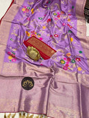 Lavender Moonga Crepe Silk Meenakari  Designer Saree