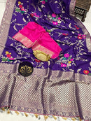 Purple Moonga Crepe Silk Meenakari  Designer Saree
