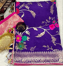Purple Moonga Crepe Silk Meenakari  Designer Saree