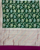 Green Banarasi Khaddi Georgette Silk Saree with Hand Brush Paint