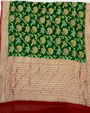 Green Banarasi Khaddi Georgette Silk Saree with Hand Brush Paint