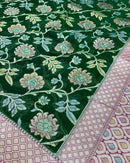 Green Banarasi Khaddi Georgette Silk Saree with Hand Brush Paint