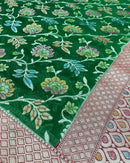 Green Banarasi Khaddi Georgette Silk Saree with Hand Brush Paint