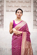 Majentha Pink Banarasi Khaddi Georgette Silk Saree