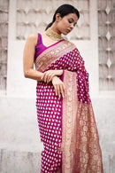 Majentha Pink Banarasi Khaddi Georgette Silk Saree