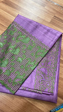 Green Cutwork Tussar Silk Saree