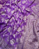 Lavender Banarasi Khaddi Georgette Silk Saree with Floral Water Zari Design