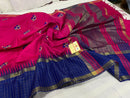 Pure Raw Silk Sarees with Single Side Contrast Temple Border