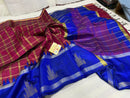 Pure Raw Silk Sarees with Single Side Contrast Temple Border