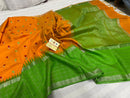 Pure Raw Silk Sarees with Single Side Contrast Temple Border