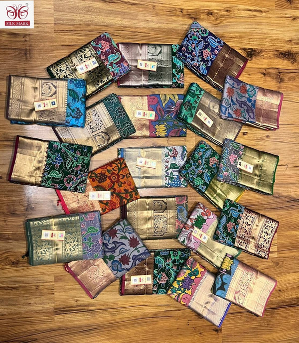 Kalamkari Printed Soft Kanchipuram Silk Sarees