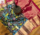 Kalamkari Printed Soft Kanchipuram Silk Sarees