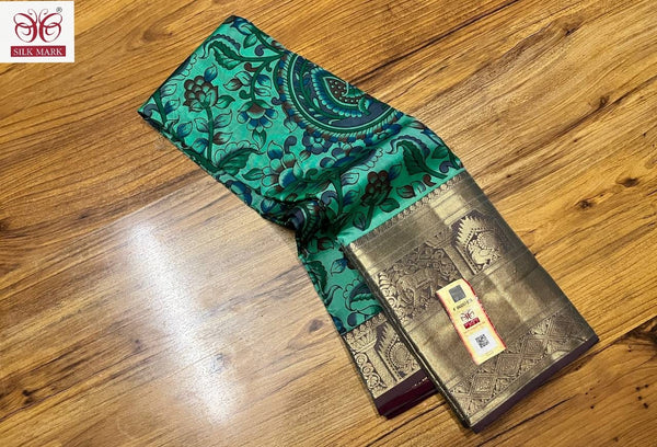 Kalamkari Printed Soft Kanchipuram Silk Sarees