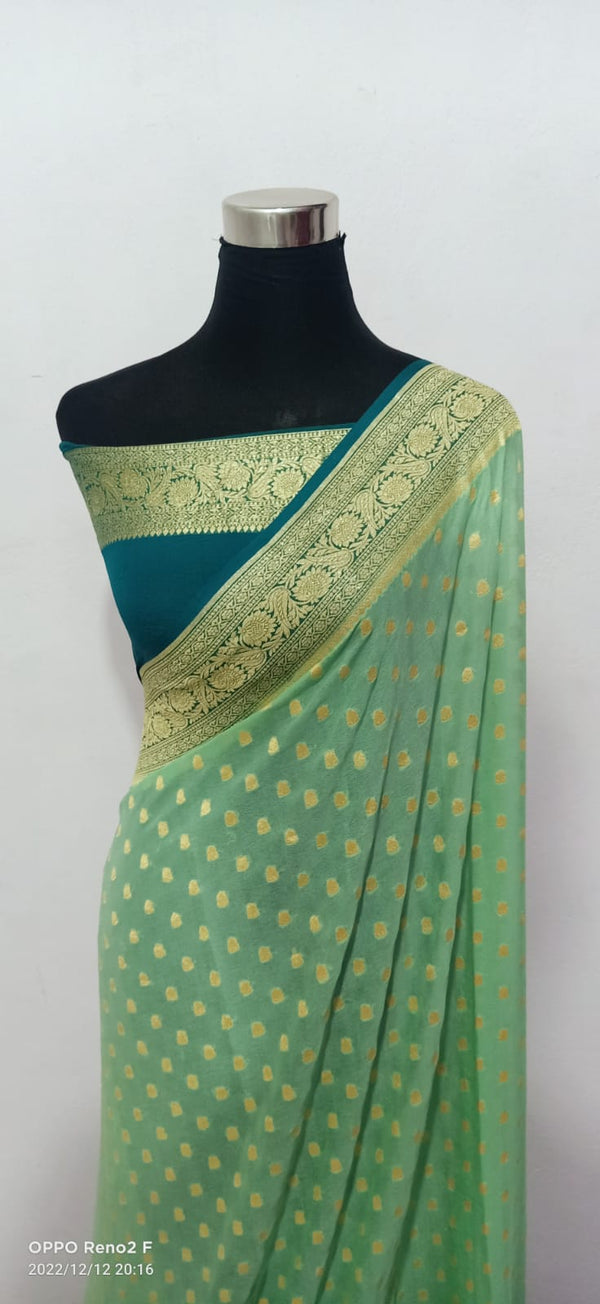 Pastel Green Khaddi Georgette Silk Saree