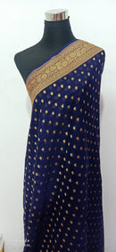 Navy Blue Pure Khaddi Georgette Silk Saree